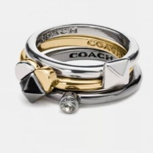 Coach Studded Heart Ring Set